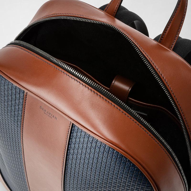 Serapian Zaino In Stepan 72 Blu Oceano-cuoio