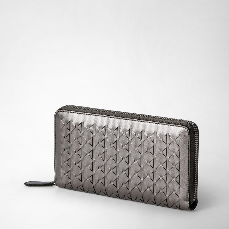 Serapian Zip-around Wallet In Mosaico Ruthenium