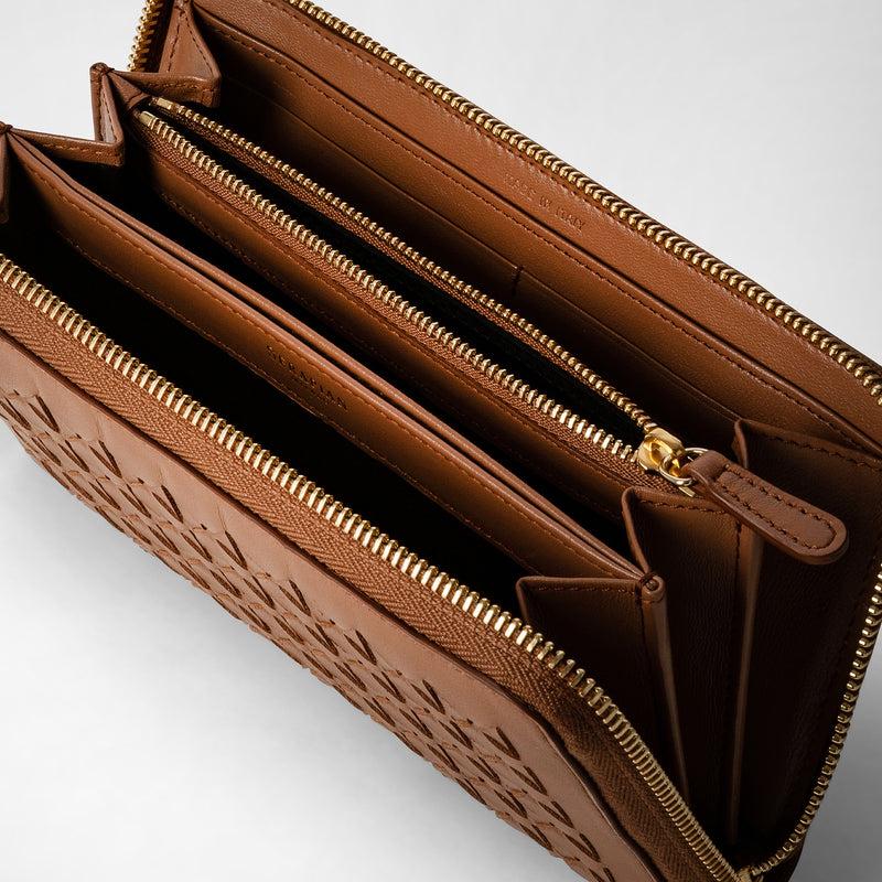 Serapian Zip-around Wallet In Mosaico Tan
