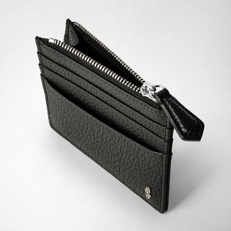 Serapian Zip Card Case In Cachemire Leather Black