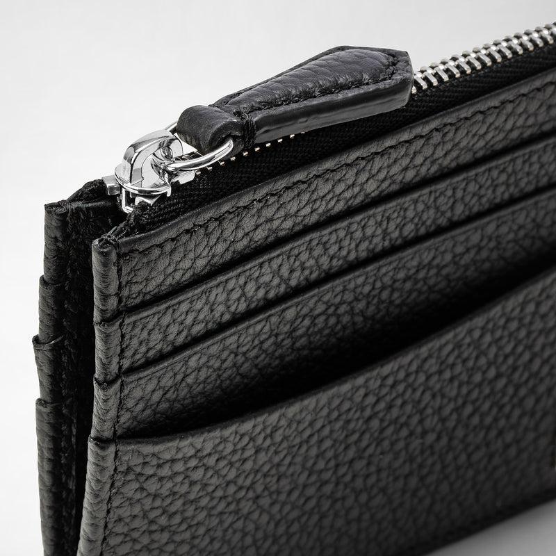 Serapian Zip Card Case In Cachemire Leather Black