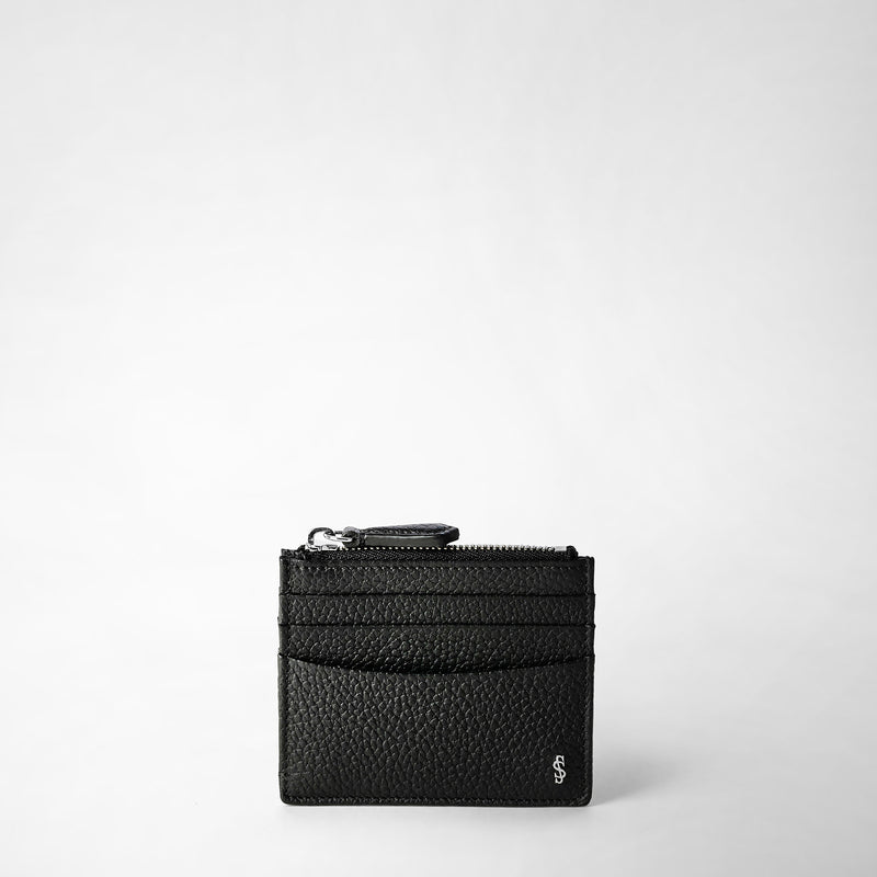 Serapian Zip card case in cachemire leather black
