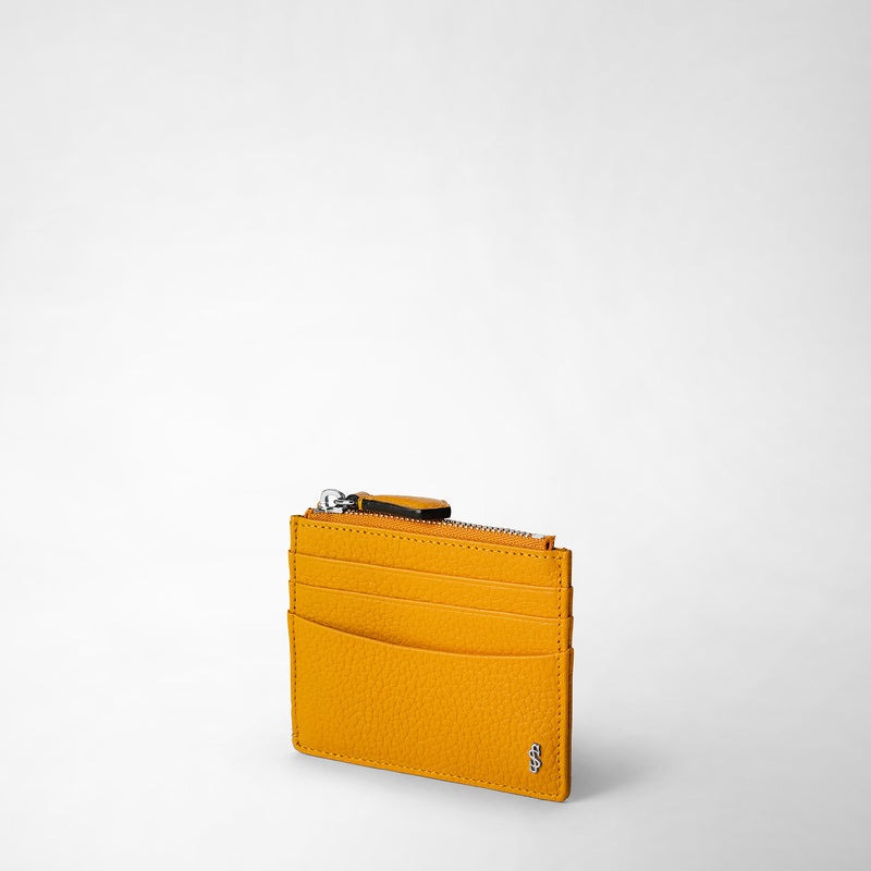Serapian Zip Card Case In Cachemire Leather Ochre