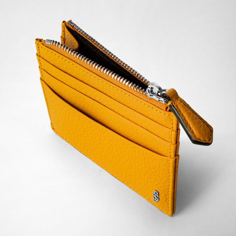 Serapian Zip Card Case In Cachemire Leather Ochre