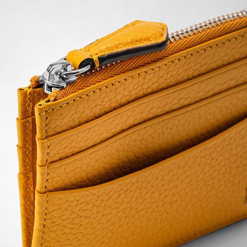 Serapian Zip Card Case In Cachemire Leather Ochre