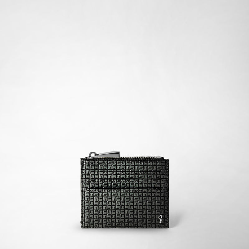 Serapian Zip card case in stepan asphalt black
