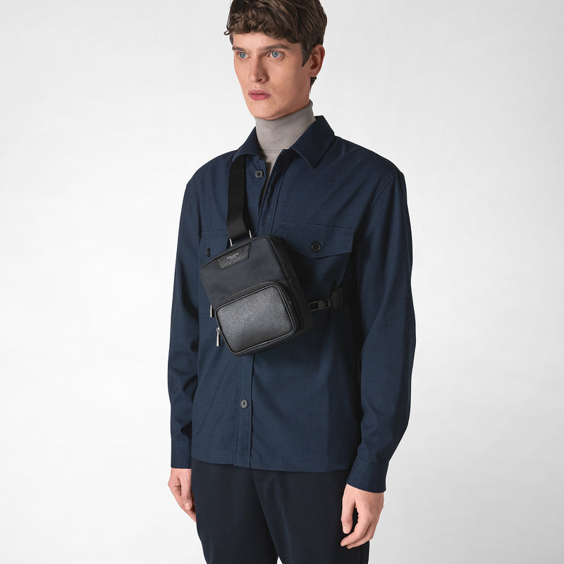 Serapian Sling bag recycled twill evoluzione eclipse black