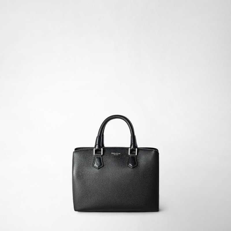Serapian Small Luna Handbag In Rugiada Leather Black