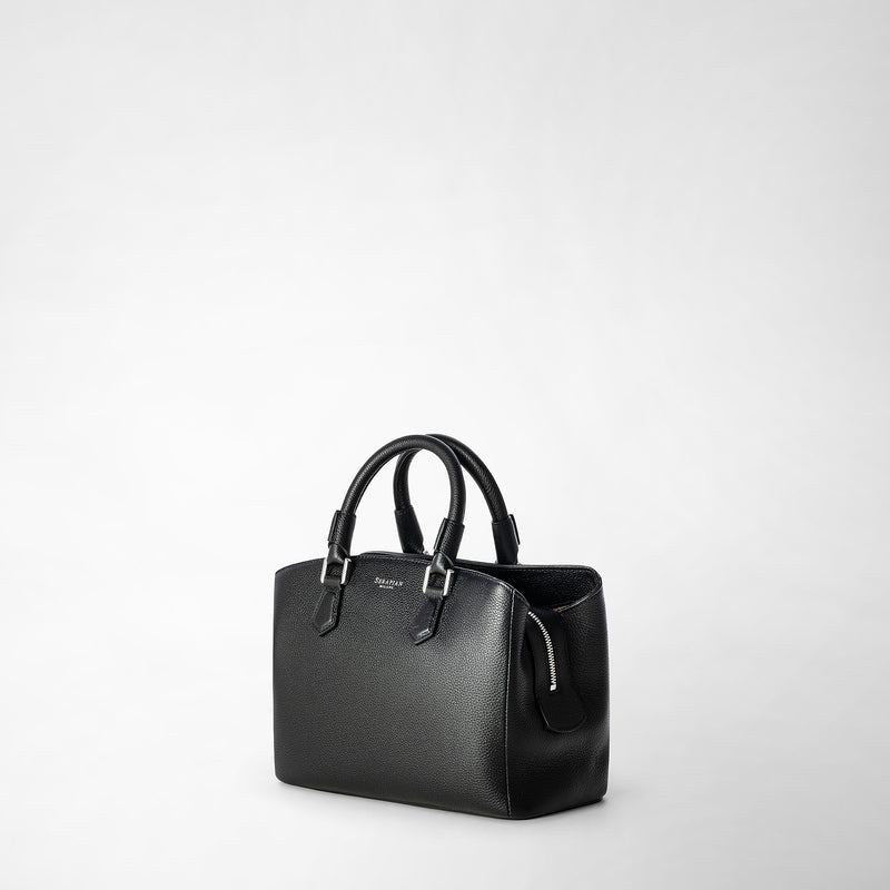Serapian Small Luna Handbag In Rugiada Leather Black