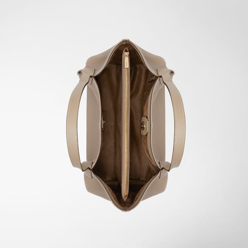 Serapian Small Secret Tote Bag In Rugiada Leather Sahara