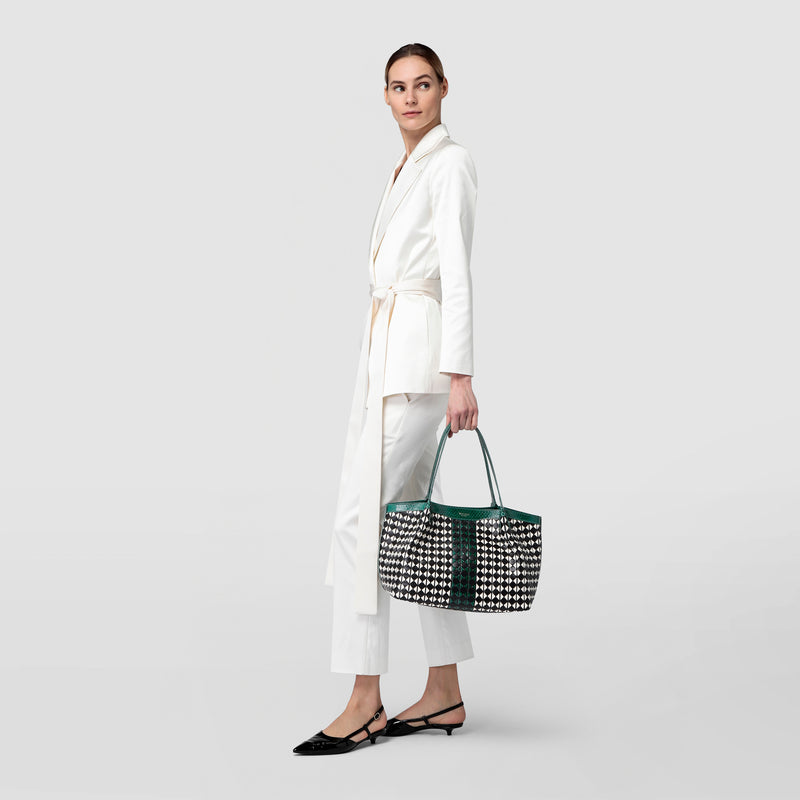 Serapian Small secret tote bag mosaico elaphe black-emerald