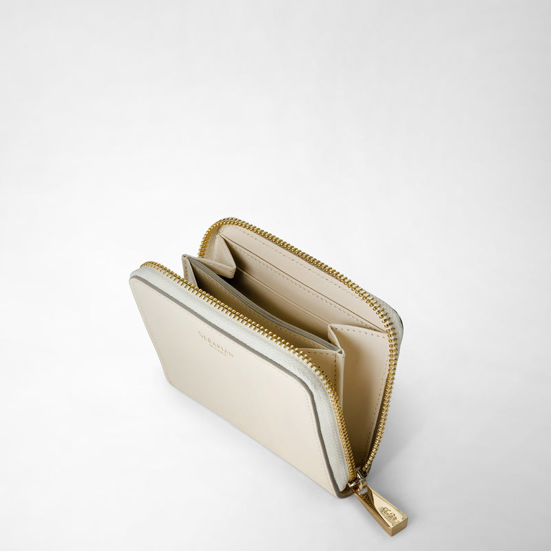 Serapian Small Zip-around Wallet In Seta Leather Cream