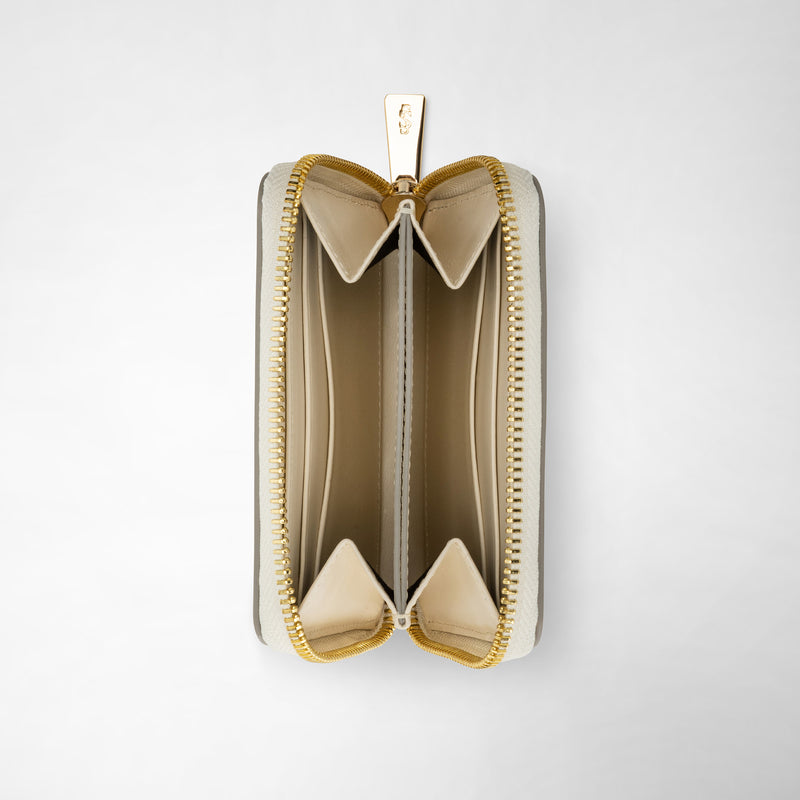 Serapian Small Zip-around Wallet In Seta Leather Cream