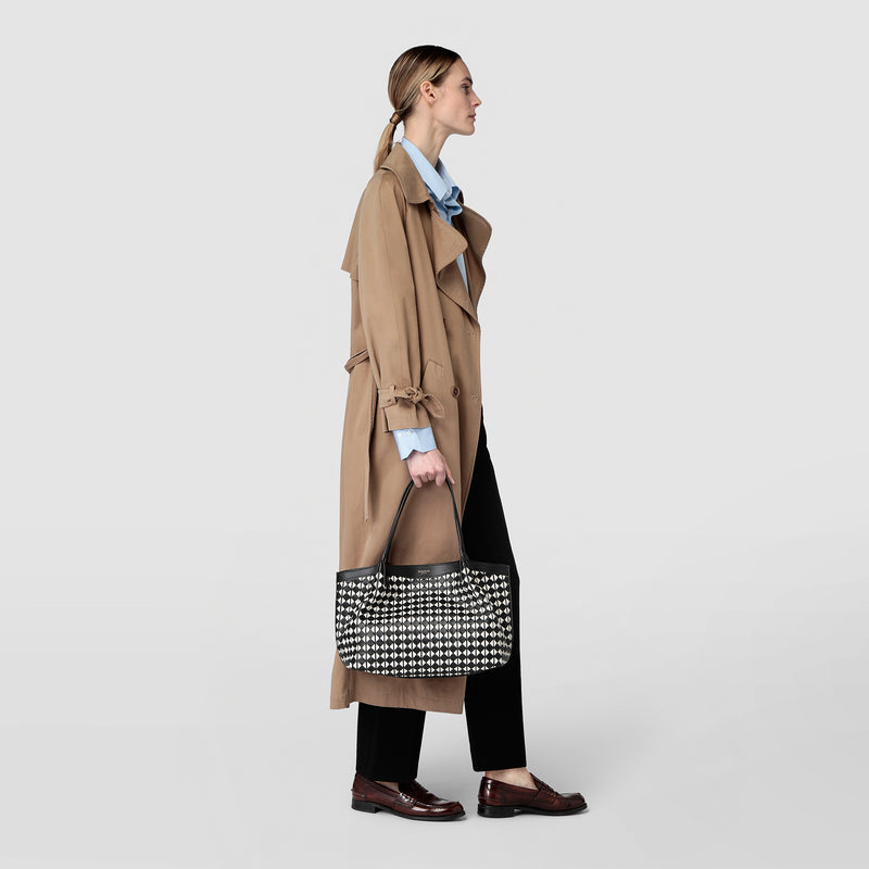 Serapian Tote Bag Secret Piccola In Mosaico Nero-panna