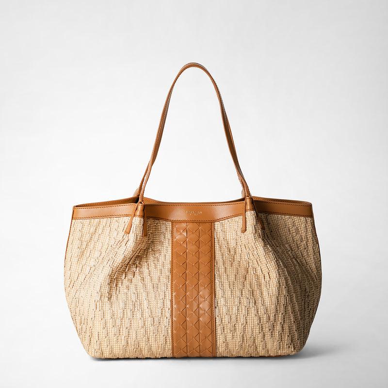 Serapian Tote Bag Secret Piccola In Rafia E Pelle Seta