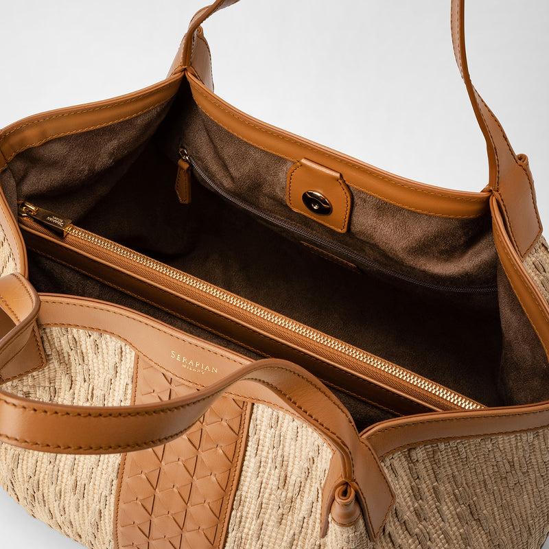 Serapian Tote Bag Secret Piccola In Rafia E Pelle Seta