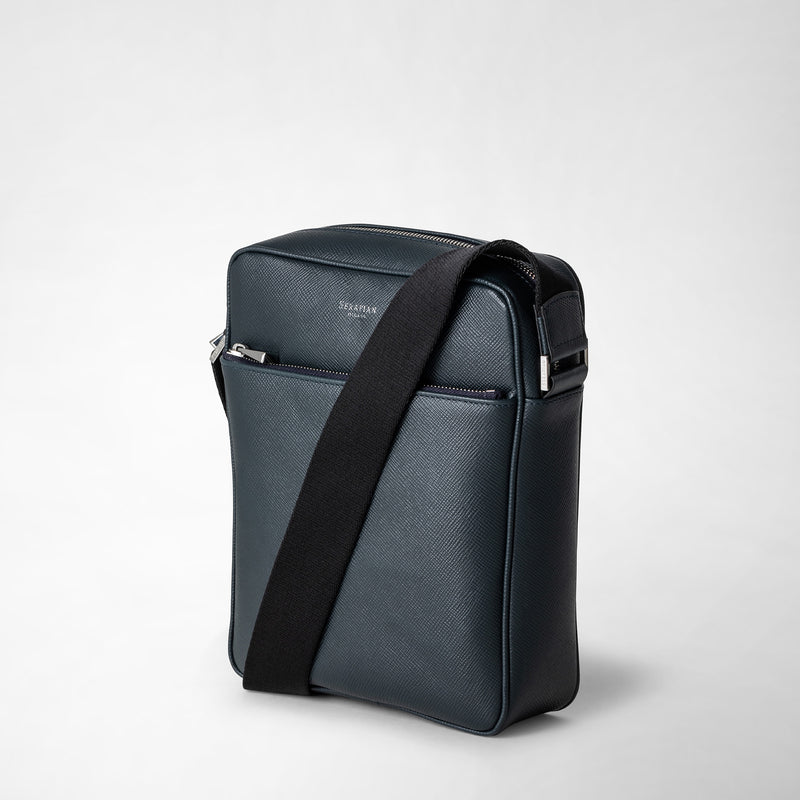 Serapian Tracolla North South In Pelle Evoluzione Blu Navy