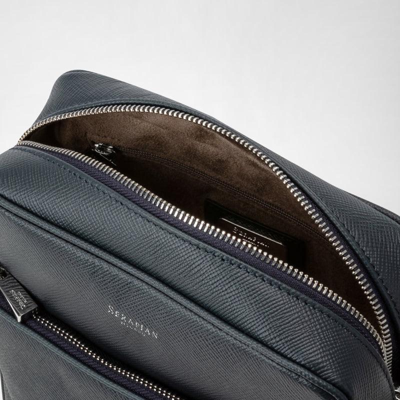 Serapian Tracolla North South In Pelle Evoluzione Blu Navy