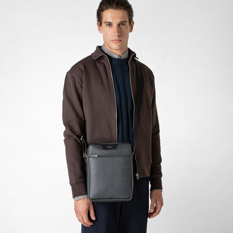 Serapian Tracolla north south in stepan asfalto-nero