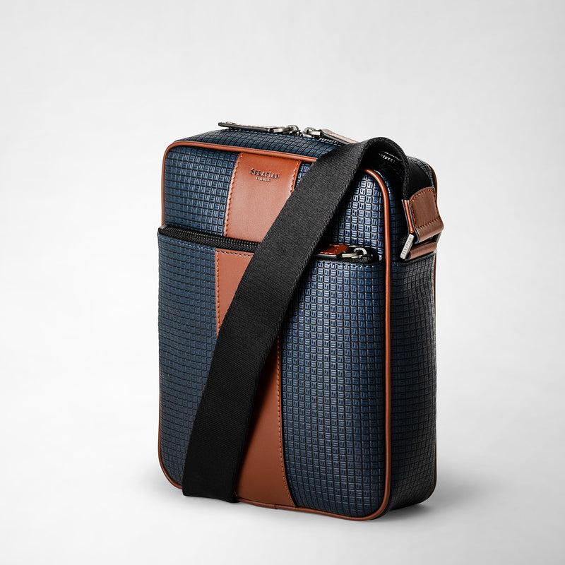 Serapian Tracolla North South Stepan 72 Blu Oceano-cuoio