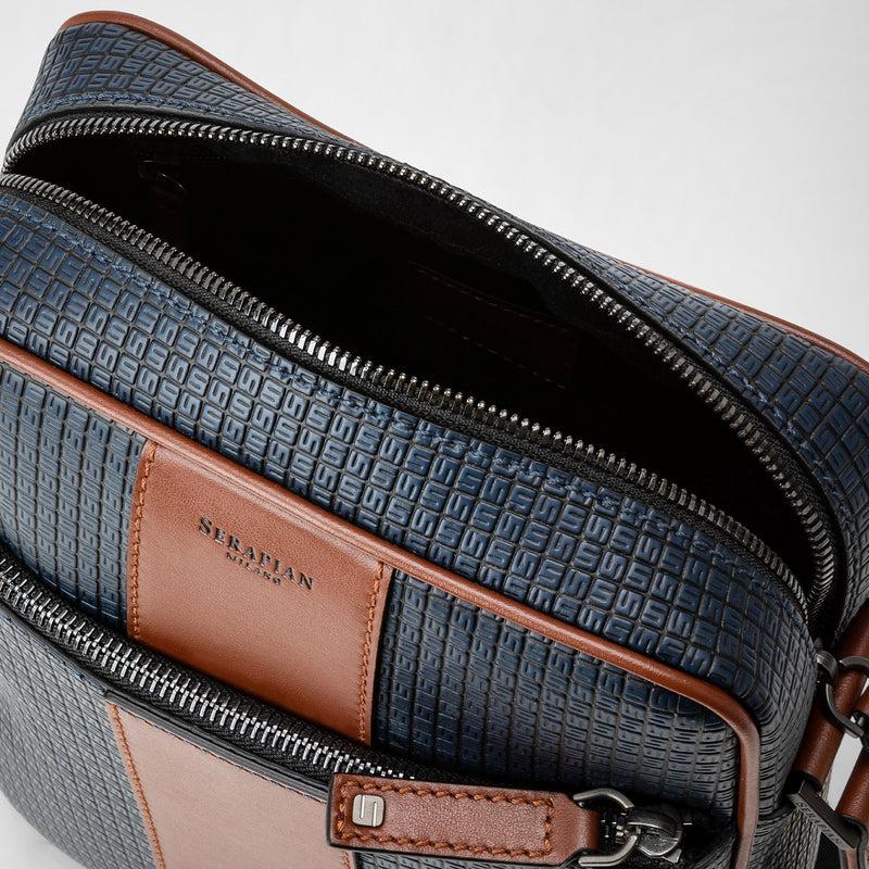 Serapian Tracolla North South Stepan 72 Blu Oceano-cuoio