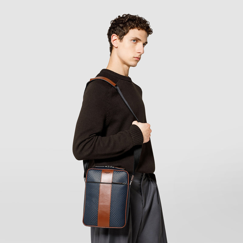 Serapian Tracolla north south stepan 72 blu oceano-cuoio