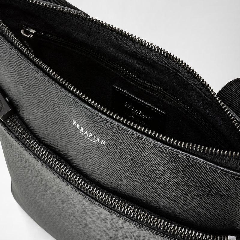 Serapian Tracolla Piatta In Pelle Evoluzione Nero Eclissi
