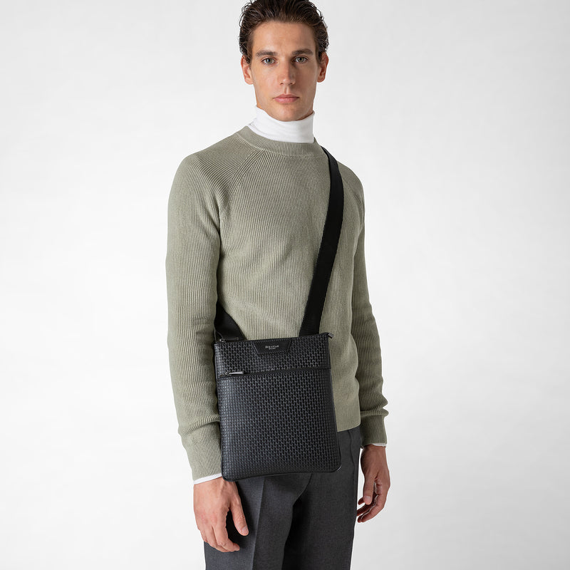 Serapian Tracolla piatta in stepan nero-nero eclissi