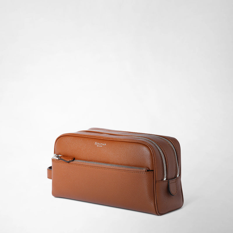 Serapian TROUSSE DA BAGNO CON DOPPIA ZIP IN PELLE CACHEMIRE