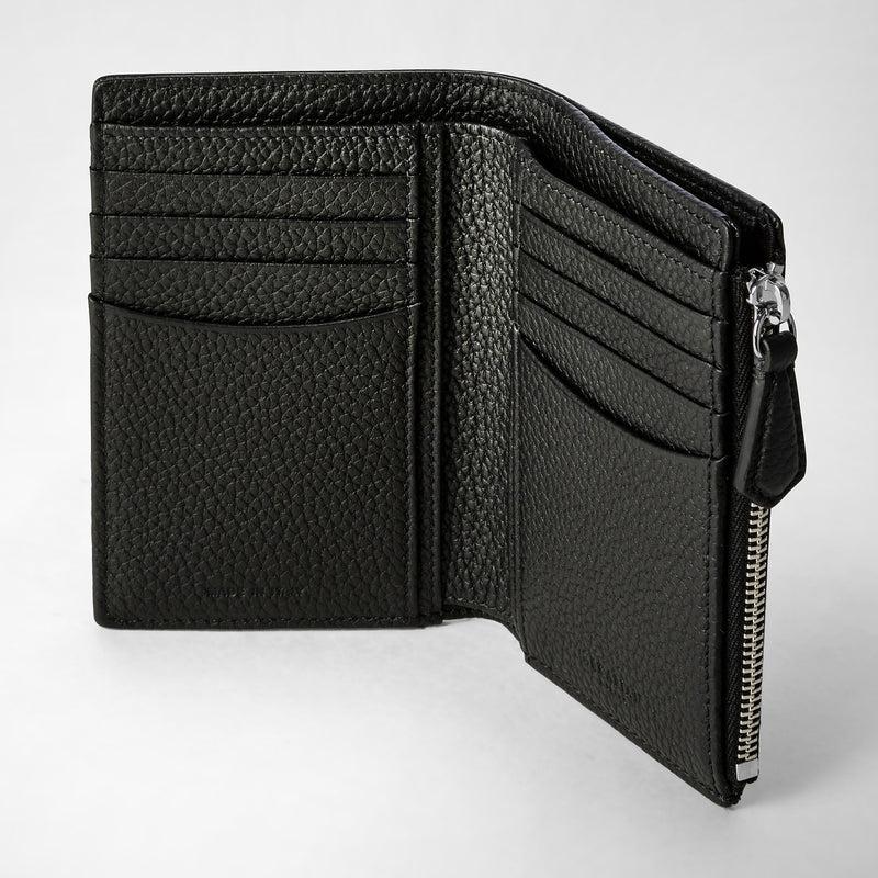 Serapian Vertical Billfold With Zip In Cachemire Leather Black