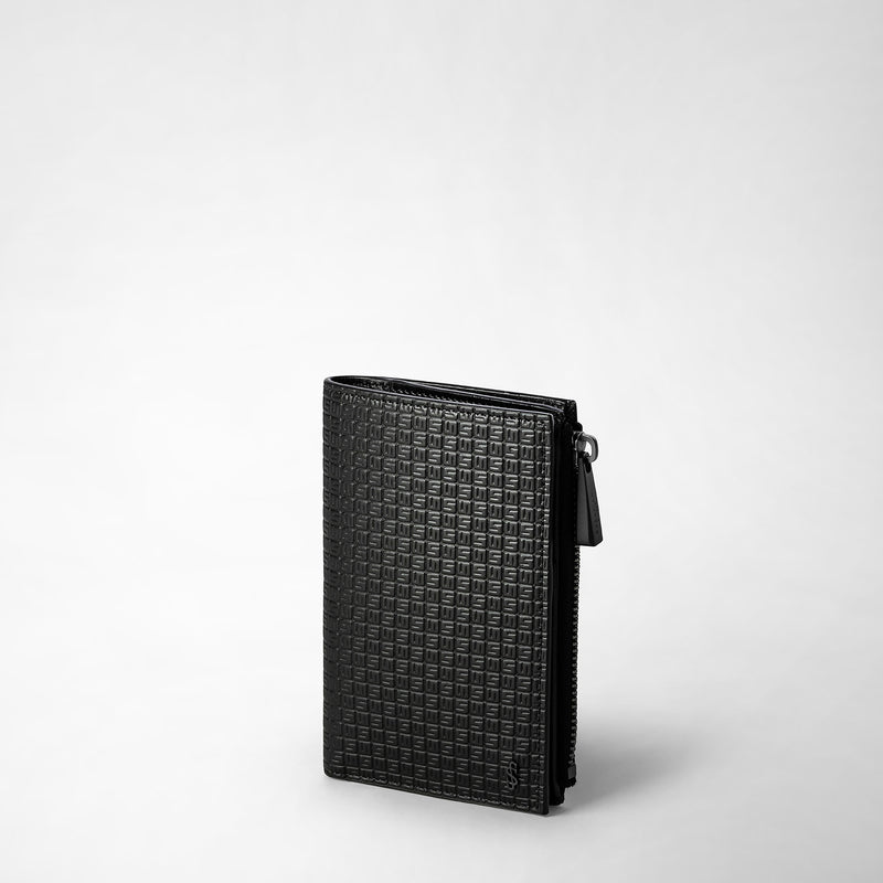 Serapian Vertical Billfold With Zip In Stepan Black Black Eclipse