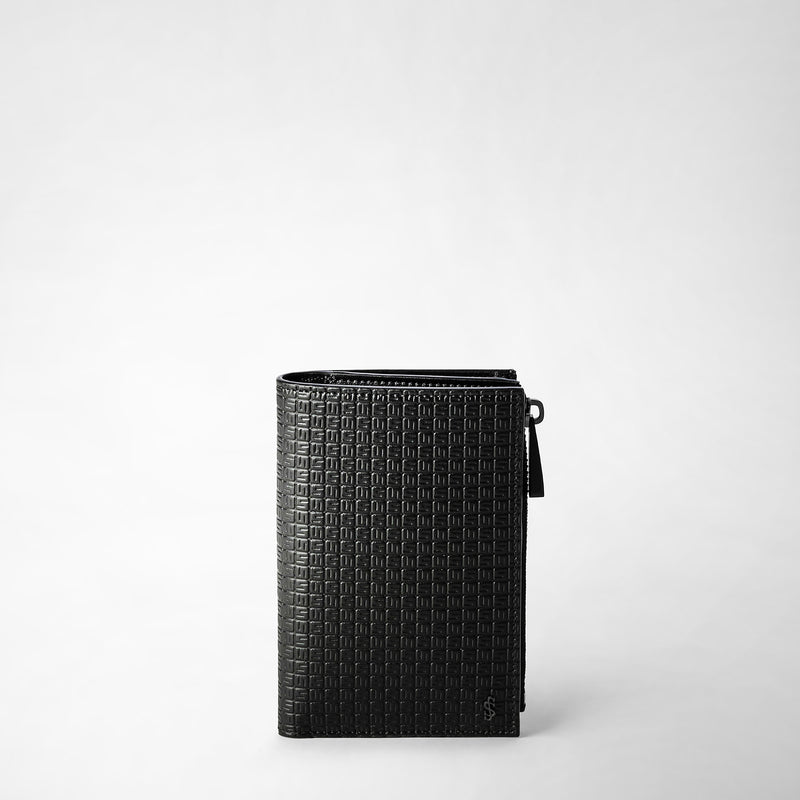 Serapian Vertical billfold with zip in stepan black black eclipse