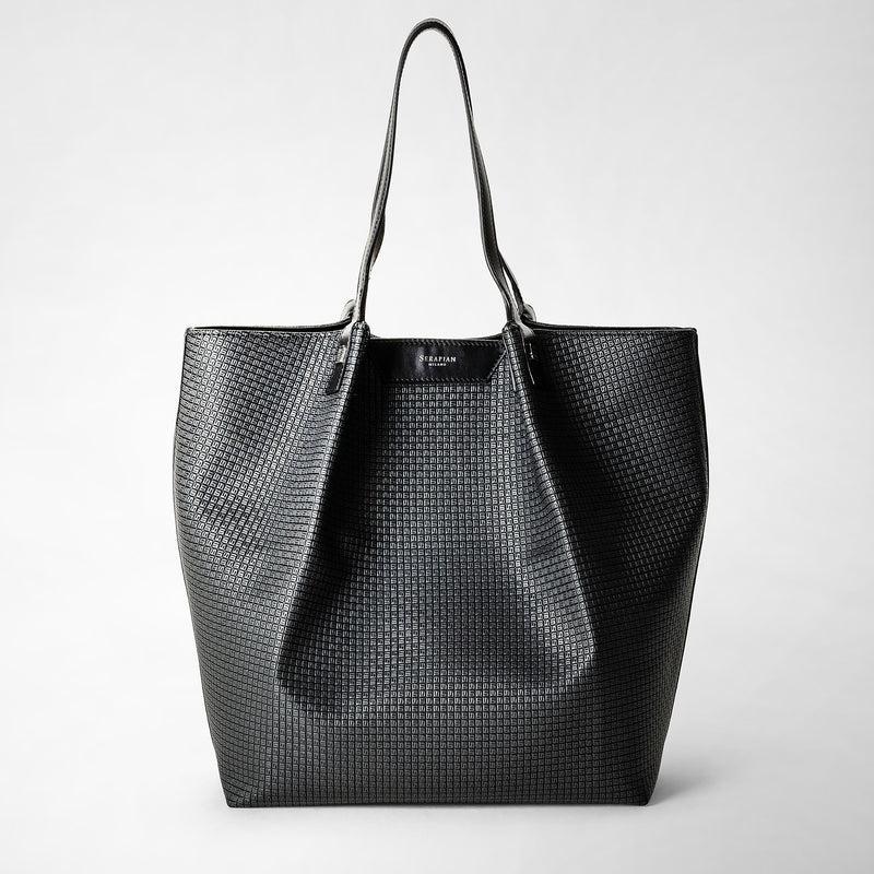 Serapian Vertical Secret Tote Bag In Stepan Asfalto-nero
