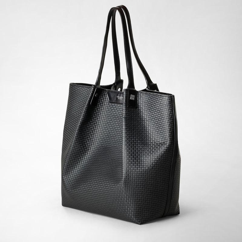 Serapian Vertical Secret Tote Bag In Stepan Asfalto-nero