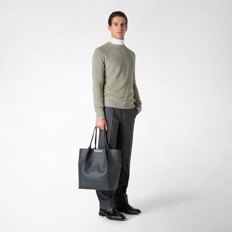 Serapian Vertical secret tote bag in stepan asfalto-nero
