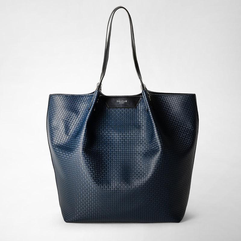 Serapian Vertical Secret Tote Bag Stepan Blu Oceano-nero