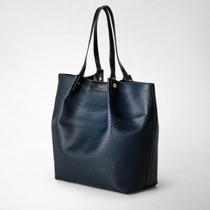 Serapian Vertical Secret Tote Bag Stepan Blu Oceano-nero