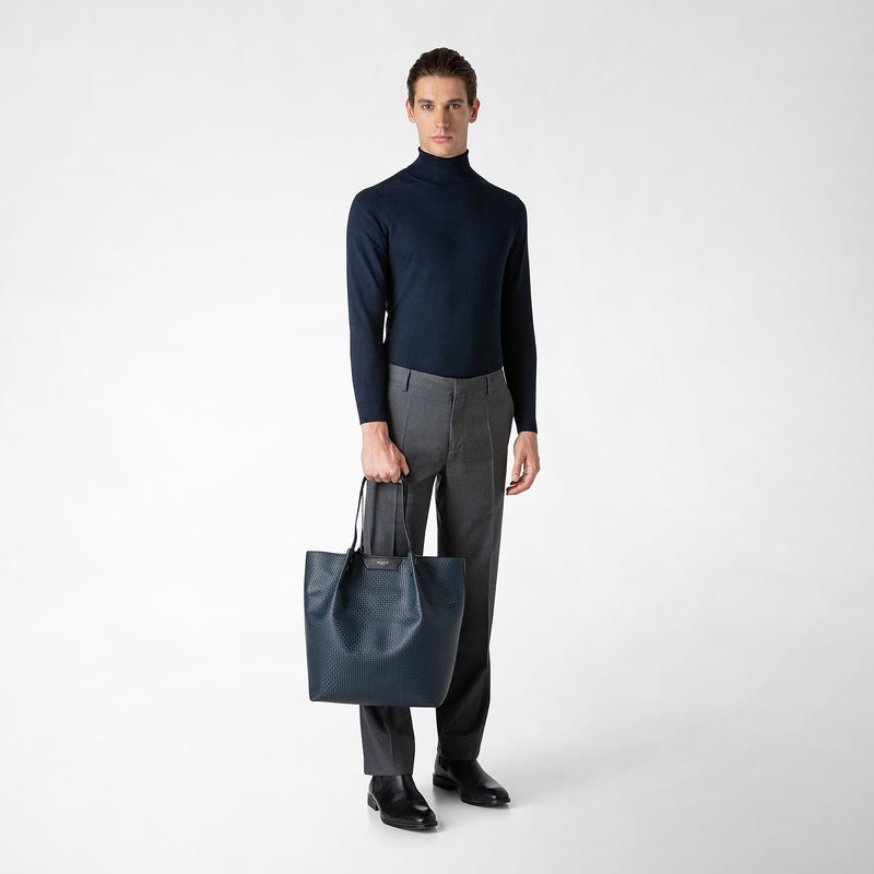 Serapian Vertical secret tote bag stepan blu oceano-nero