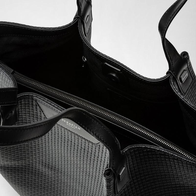 Serapian Vertical Secret Tote Bag Stepan Nero-nero Eclissi