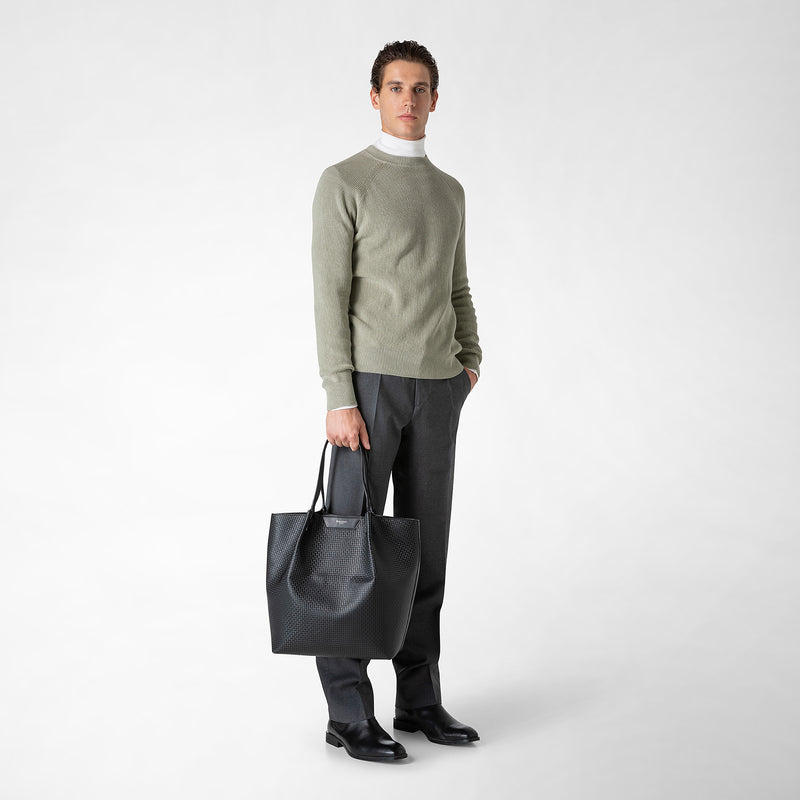 Serapian Vertical secret tote bag stepan nero-nero eclissi