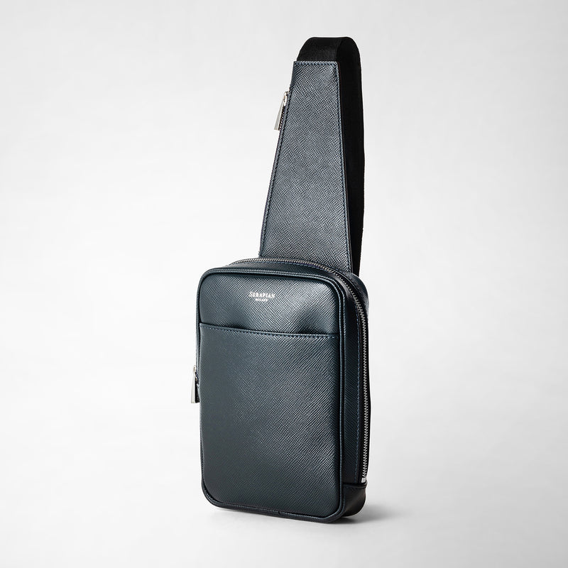 Serapian Zaino Monospalla In Pelle Evoluzione Blu Navy