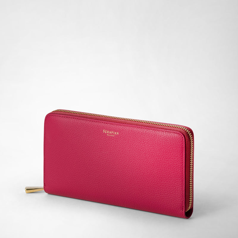 Serapian Zip-around Wallet In Rugiada Leather Petal