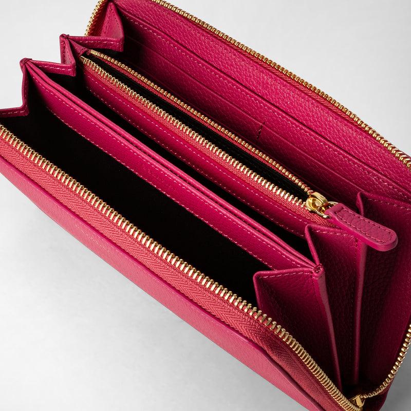 Serapian Zip-around Wallet In Rugiada Leather Petal