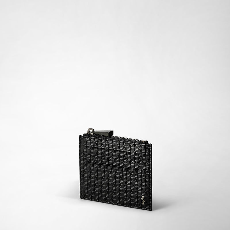 Serapian Zip Card Case In Stepan Black-black Eclipse
