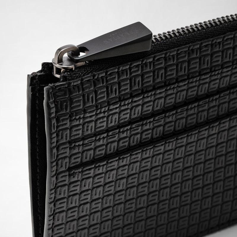 Serapian Zip Card Case In Stepan Black-black Eclipse