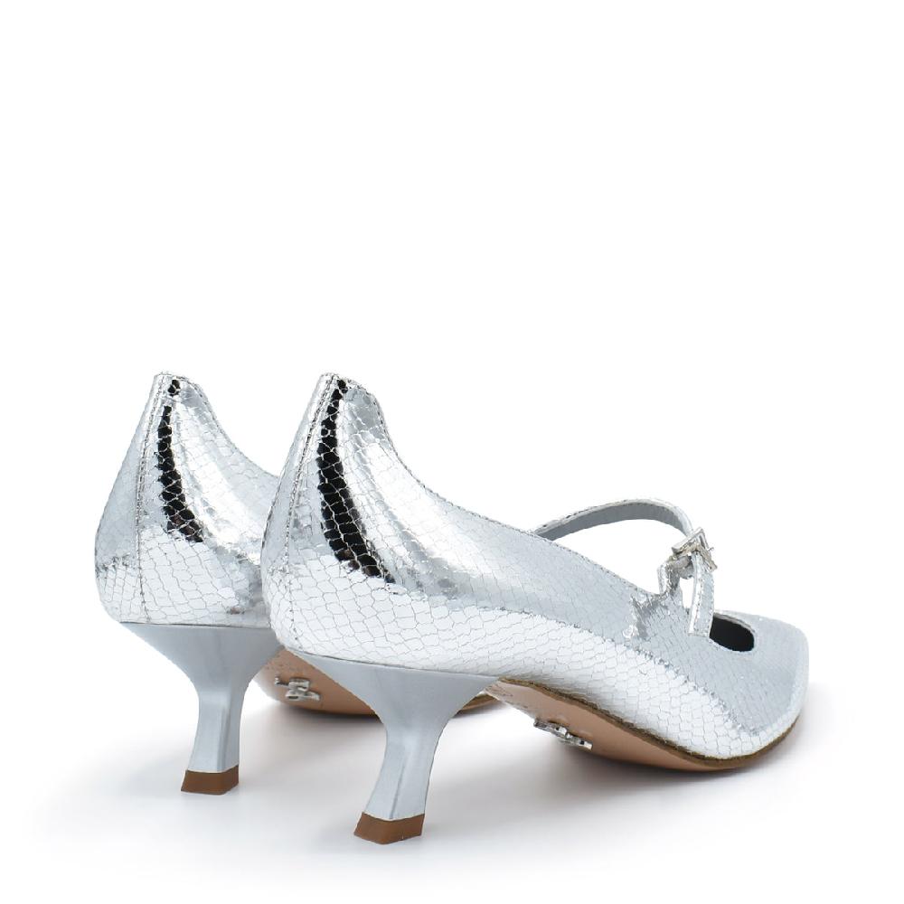 Sergio Levantesi Carlott4 Silver - Décolleté Mary Jane In Pelle Effetto Rettile