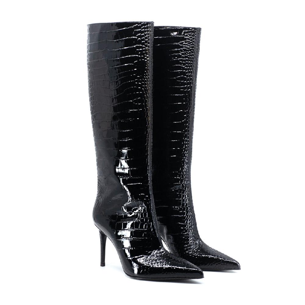 Sergio Levantesi Denise Nero. Stivali Al Ginocchio In Laque'