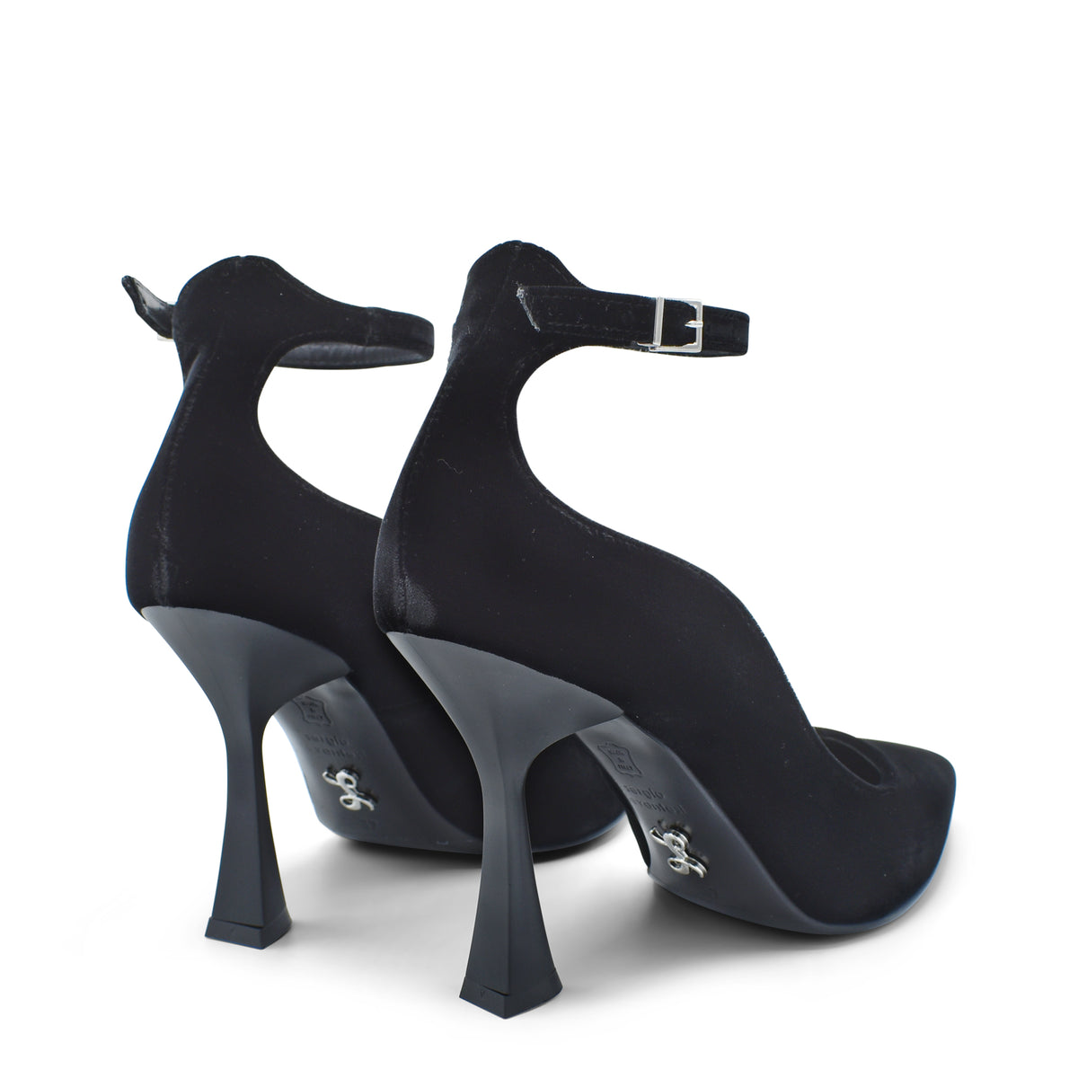 Sergio Levantesi Kilia24 Nero. Décolleté In Velluto Con Cinturino