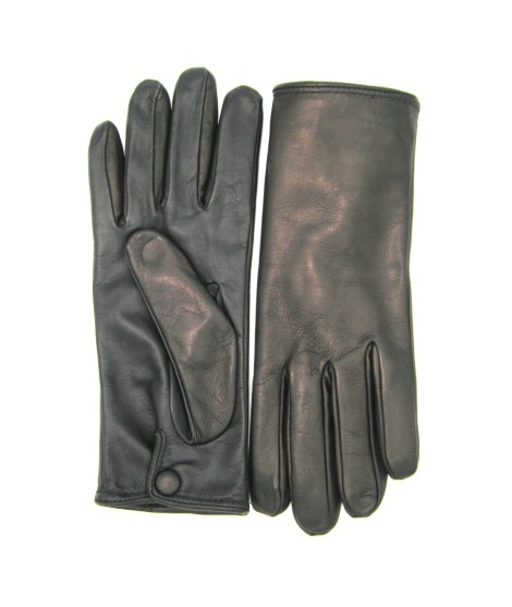 Sermoneta Gloves Guanti In Nappa Fod. Cashmere Con Bottone Touch Screen Nero