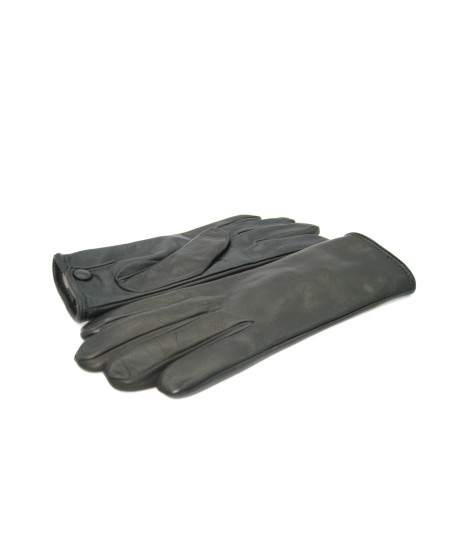 Sermoneta Gloves Guanti In Nappa Fod. Cashmere Con Bottone Touch Screen Nero